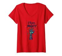 I Teach The Mighty Special Education Habilitation Educator T-Shirt avec Col en V, Femme, Rouge, XXL
