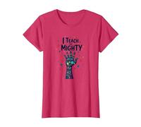 I Teach The Mighty Special Education Habilitation Educator T-Shirt, Femme, Rouge chiné, L