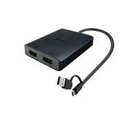 i-tec CADUAL4KHDMI : Adaptateur Vidéo USB-A/USB-C vers 2x HDMI 4K/60Hz - Résolution 3840x2160, Chipset DisplayLink, Câble 0.27m