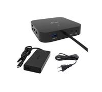 i-tec Dock USB-C Dual DP HDMI 4K+ PD 100W + Chargeur Universel 100W (C31TRI4KDPDPRO100). 1x HDMI, 2x DP 1.4, 3x USB 3.1, USB-C 3.2 Gen2, RJ45, Audio. Supporte Windows, macOS, Android, ChromeOS, Linux.