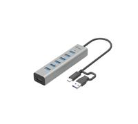 i-tec Hub USB-C vers 7x USB-A 3.2 Gen 1 5Gbps Boîtier Métal Gris - C31HUBMETAL703 - Compatible Windows/macOS/Linux/Android/ChromeOS/iPadOS