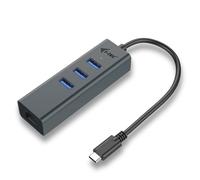 I-Tec Hub USB-C métal 3 ports – Adaptateur Gigabit Ethernet 1x USB-C→RJ-45, 3x USB 3.0