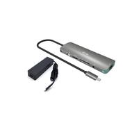 i-tec Station d'accueil USB-C Metal Nano 4K HDMI LAN PD 100W + Chargeur Universel 100W - USB 3.2 Gen1, RJ-45, Lecteurs SD/MicroSD, Windows/macOS/Linux