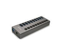 i-tec USB 3.0 Charging HUB 10 Ports - Concentrateur USB 3.2 Gen 1 (3.1 Gen 1) Aluminium, Adaptateur Secteur 48W - Plug & Play, Protection Surtension