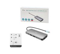 I-TEC USB-C Metal Nano Dock 2xDP 1xHDMI 1xGLAN 1xAudio/Mic 2xUSB 3.1 2xUSB 2.0 1xUSB-C Data 1xUSB-C, sans alimentation fournie