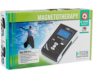 I-Tech MAG 2000 Plus, pour magnétothérapie domestique et professionnelle, 2 canaux de 200 Gauss chacun, 35 programmes, jusqu'à 10 mémoires utilisateur, bande élastique avec 3 solénoïdes