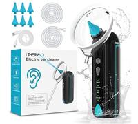 i THERAU iTHERAU Nettoyage Oreille, Nettoyeur Oreille Électrique avec 4 Modes pour Adultes Enfant, Étanche IPX7, Vidange Automatique, Kit de Nettoyage D'oreilles Rechargeable avec 6 Embouts