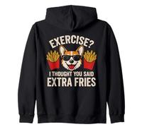 I Thought You Said Extra Fries - Funny Pun Corgi Lover Sweat à Capuche