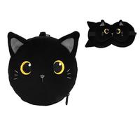 I-TOTAL ® - Coussin avec masque pour dormir, coussin refermable avec crochet de voyage (BLACK CAT)