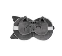 I-TOTAL ® - Coussin avec Masque pour Dormir, Coussin refermable avec Crochet de Voyage (Grey Cat)