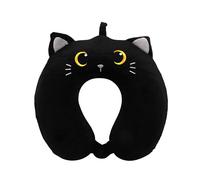 I-TOTAL® - Coussin de Voyage en Forme de Animal/Oreiller de Voyage de Cou Doux pour Le Soutien Cervical/Coussins de Voyage drôle (Black Cat)