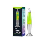 I-TOTAL® Lampe à lave LED – Chauffe-cire, sans ampoule – Vert, base argent, cire blanche