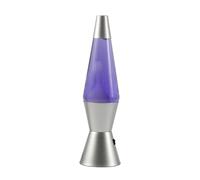 I-TOTAL® - Lampe à lave LED - Design moderne avec effet bulles fluides, basse consommation, lumière LED intégrée, 37 cm (Base Argentée Liquide Violet Cire Blanche)