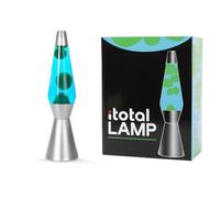 itotal Lampe à lave Spaceship – Effet bulles, rétro-moderne, base argentée, liquide bleu cire verte