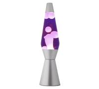 I-TOTAL® - Lampe à Lave Spaceship - Effet Bulles Hypnotisant, Design Rétro et Moderne, Lampe Décorative Colorée avec Cire en Mouvement (Base Argentee Liquide Violet Cire Blanche)