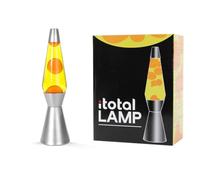 I-TOTAL® - Lampe à Lave Spaceship - Effet Bulles Hypnotisant, Design Rétro et Moderne, Lampe Décorative Colorée avec Cire en Mouvement (Base Argentee Liquide Jaune Cire Orange)