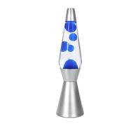 I-TOTAL® - Lampe à Lave Spaceship - Effet Bulles Hypnotisant, Design Rétro et Moderne, Lampe Décorative Colorée avec Cire en Mouvement (Base Argentee Liquide Transparent Cire Bleue)