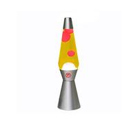 I-TOTAL® - Lampe à Lave Spaceship - Effet Bulles Hypnotisant, Design Rétro et Moderne, Lampe Décorative Colorée avec Cire en Mouvement (Base Argentee Liquide Jaune Cire Rouge)