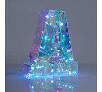 I-TOTAL® - Lettre de l'alphabet A lumineuse LED, lumière blanche et multicolore avec microphone pour la lumière de temps