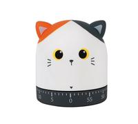 I-TOTAL® - Minuterie de Cuisine analogique avec Anneau Final à 360 °, Compte à Rebours 60 Minutes Alarme rotative à Podomètre de Cuisine (Orange Cat)