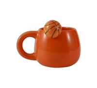 I-TOTAL® - Tasse en céramique avec animal en céramique sur le bord, tasse à thé ou café (BASKETBALL)