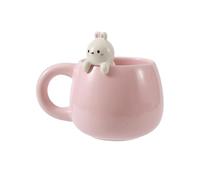 I-TOTAL® - Tasse en céramique avec animal en céramique sur le bord, tasse à thé ou café (BUNNY)