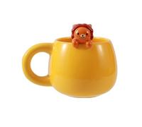 I-TOTAL® - Tasse en céramique avec animal en céramique sur le bord, tasse à thé ou café (LION)