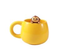 I-TOTAL® - Tasse en céramique avec animal en céramique sur le bord, tasse à thé ou café (MONKEY)