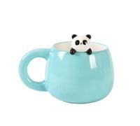 I-TOTAL® - Tasse en céramique avec animal en céramique sur le bord, tasse à thé ou café (PANDASTIC) 450 ml