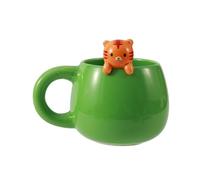 I-TOTAL® - Tasse en céramique avec animal en céramique sur le bord, tasse à thé ou café (TIGER)
