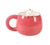 I-TOTAL® - Tasse en céramique avec animal en céramique sur le bord, tasse à thé ou café (UNICORN) 450 ml