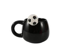 I-TOTAL® - Tasse en céramique avec animal en céramique sur le bord, tasse à thé ou café (FOOTBALL)