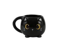I-TOTAL - Tasse en céramique Chunky, tasse à thé ou café 410 ml (BLACK CAT)