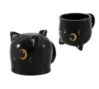 I-TOTAL - Tasse en céramique Chunky, tasse à thé ou café 410 ml (BLACK CAT)