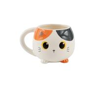 I-TOTAL - Tasse en céramique Chunky, tasse à thé ou café 410 ml (ORANGE CAT)