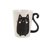 I-TOTAL® - Tasse en céramique forme de chat, tasse à thé et café, 11,5 x 10 x 8,5 cm (CHAT NOIR)