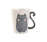 I-TOTAL® - Tasse en céramique forme de chat, tasse à thé et café, 11,5 x 10 x 8,5 cm (gris)