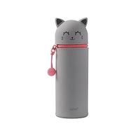I-TOTAL® Trousse en silicone pour l'école, extensible, forme profilée – Grey Cat