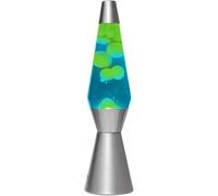 I-TOTAL XL1787 Lampe à Lave 36 cm avec Base Argentée, Liquide Bleu et Cire Verte