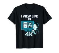 I View Life in 4K Movie Humour Popcorn Design T-Shirt