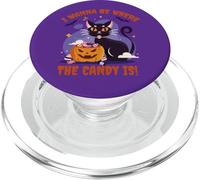 I Wanna Be Where The Candy is! Funny Black Kawaii Cat PopSockets PopGrip pour MagSafe