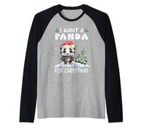 I Want A Donkey for Christmas Santa Hat Funny Xmas Manche Raglan