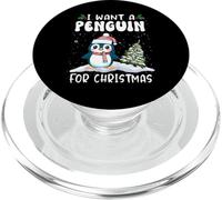 I Want A Penguin for Christmas Santa Hat Funny Xmas PopSockets PopGrip pour MagSafe