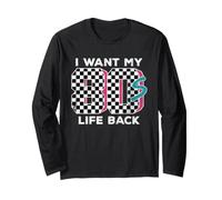 I Want My 80s Life Back Art rétro Motif Damier années 80 Manche Longue