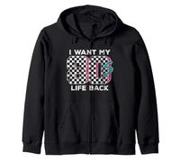 I Want My 80s Life Back Art rétro Motif Damier années 80 Sweat à Capuche