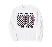 I Want My 80s Life Back Art rétro Motif Damier années 80 Sweatshirt