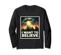 I Want to Believe Cosmic Mystery UFO Craft Aliens Visiteur Manche Longue