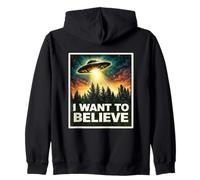 I Want to Believe Cosmic Mystery UFO Craft Aliens Visiteur Sweat à Capuche