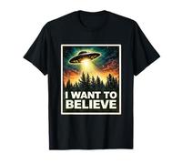 I Want to Believe Cosmic Mystery UFO Craft Aliens Visiteur T-Shirt