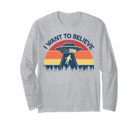 I Want to Believe UFO Abduction Extraterrestre Retro Alien Manche Longue